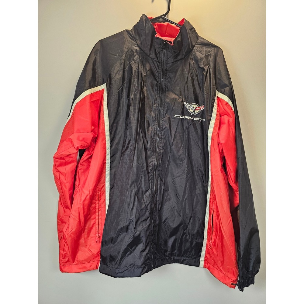 Racing Champions Corvette C5 Windbreaker Jacket Black Red XL Embroidered Logo